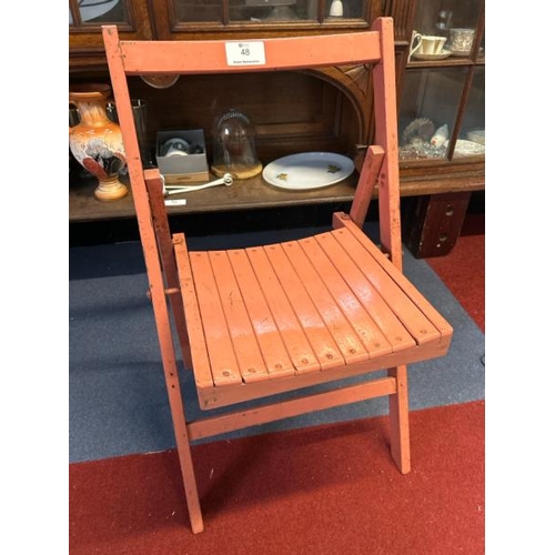 48 - A painted folding chair, 80cm (h) x 46cm (w) x 55cm (d)  / All lots are located at Gower Reclamation... 