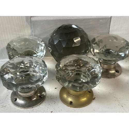 504 - Five assorted cut glass crystal door handles  / All lots are located at Gower Reclamation, Unit 17b,... 