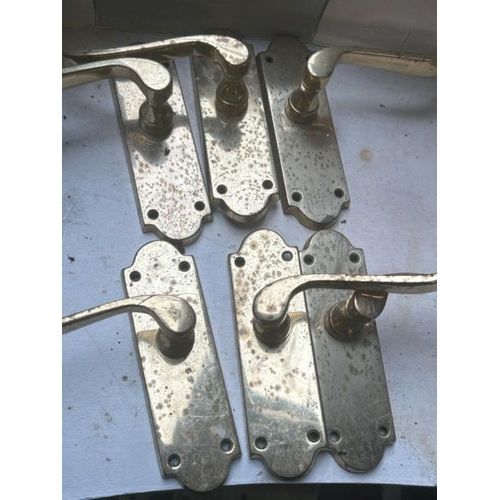 510 - Six brass door handles   / All lots are located at Gower Reclamation, Unit 17b, Crofty Industrial Es... 