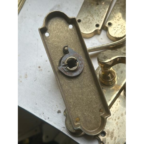 510 - Six brass door handles   / All lots are located at Gower Reclamation, Unit 17b, Crofty Industrial Es... 