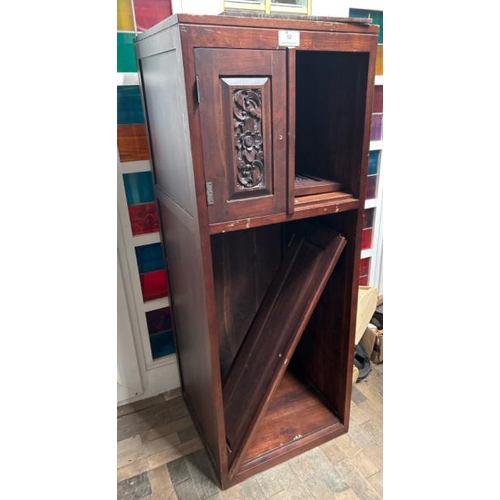 52 - An oak cupboard with carved panel doors and two compartments, 158cm (h) x 60cm (w) x 60cm (d)  / All... 