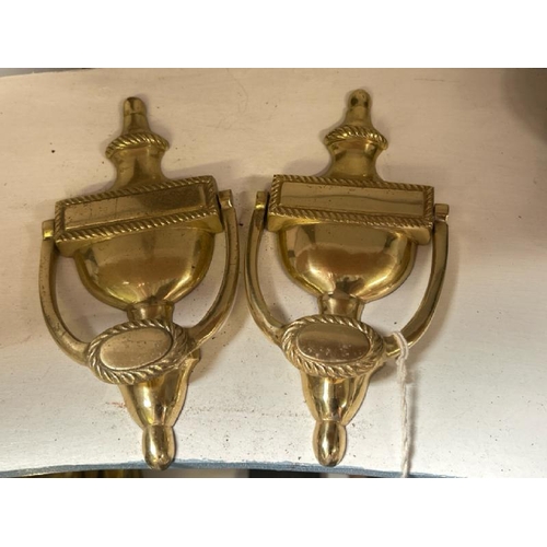 525 - Pair of brass door knockers without fixings, 20cm (h)  / All lots are located at Gower Reclamation, ... 