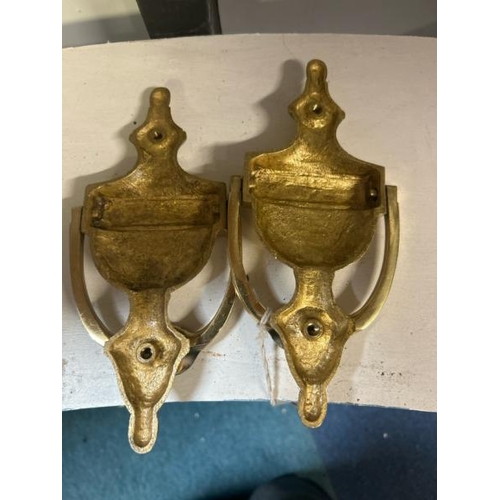 525 - Pair of brass door knockers without fixings, 20cm (h)  / All lots are located at Gower Reclamation, ... 