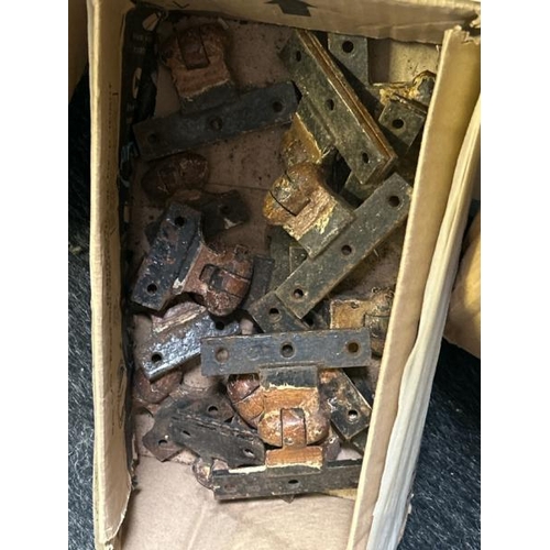 536 - Box of assorted cast iron door hinges, approx 8x9cm  / All lots are located at Gower Reclamation, Un... 