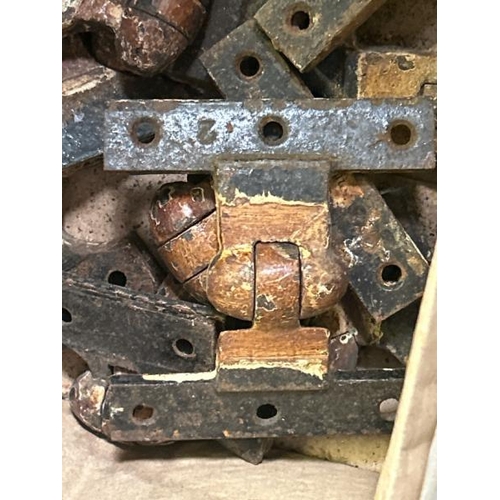 536 - Box of assorted cast iron door hinges, approx 8x9cm  / All lots are located at Gower Reclamation, Un... 