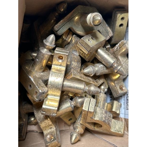 555 - Box of approx twenty brass corner hinges  / All lots are located at Gower Reclamation, Unit 17b, Cro... 