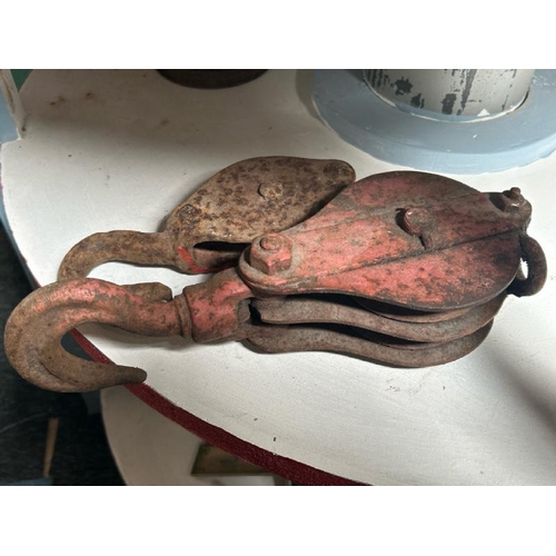 558 - Two large cast iron relay hooks, largest 30cm long  / All lots are located at Gower Reclamation, Uni... 