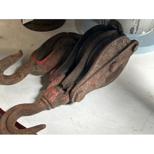 558 - Two large cast iron relay hooks, largest 30cm long  / All lots are located at Gower Reclamation, Uni... 