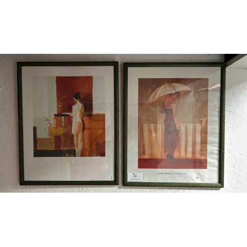 56 - Two similar framed and glazed prints by Mark Spain and Adriana Naveh, each approximately 53cm (h) x ... 