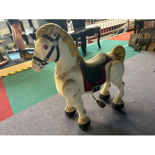 564 - Vintage 1950's tinplate Mobo ride on horse, 70x74x20cm  / All lots are located at Gower Reclamation,... 