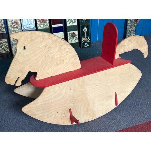 565 - Wooden rocking horse, 116x70x22  / All lots are located at Gower Reclamation, Unit 17b, Crofty Indus... 