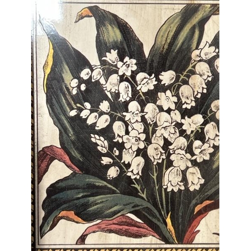 570 - Single victorian floral fireplace tile, 14x15.5cm, with metal tile holder  / All lots are located at... 