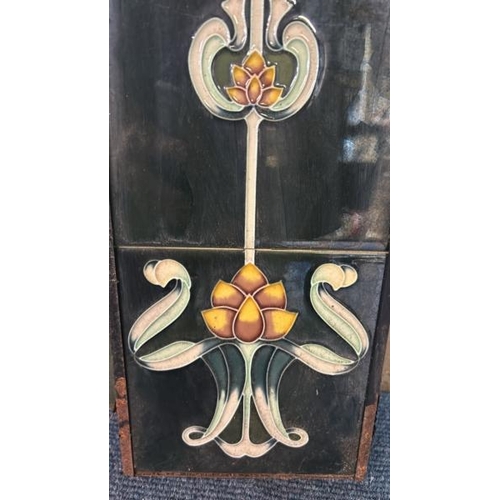 576 - Half tulip fireplace tile set, each 15.5x15cm, with metal tile holder  / All lots are located at Gow... 