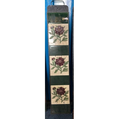 577 - Half set of poppy fireplace tiles, each 15x15.5cm, with metal tile holder  / All lots are located at... 