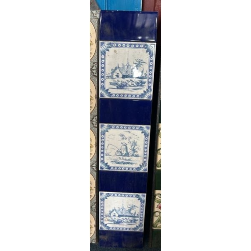 580 - Half set of mounted blue and white picture fireplace tiles, each 15.5x15.5cm   / All lots are locate... 