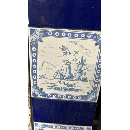 580 - Half set of mounted blue and white picture fireplace tiles, each 15.5x15.5cm   / All lots are locate... 