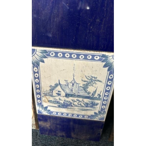 580 - Half set of mounted blue and white picture fireplace tiles, each 15.5x15.5cm   / All lots are locate... 