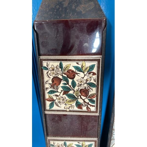 582 - Half set of stovax apple blossom fireplace tiles, each 15.5x15cm, with metal tile holder  / All lots... 