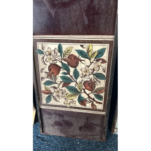 582 - Half set of stovax apple blossom fireplace tiles, each 15.5x15cm, with metal tile holder  / All lots... 