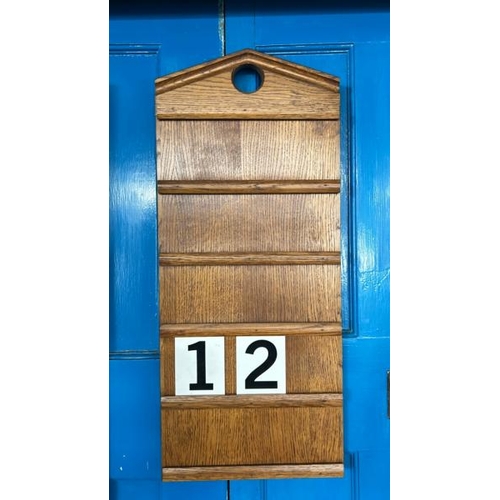 594 - Vintage hymn board, 28x65cm, and wooden box containing numbers  / All lots are located at Gower Recl... 