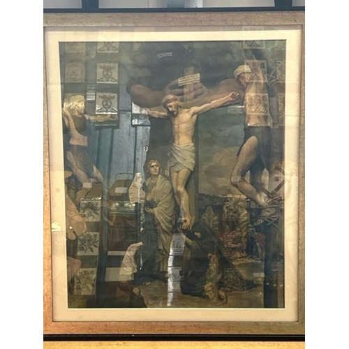 596 - Vintage framed print of the crucifixion, 61x71cm  / All lots are located at Gower Reclamation, Unit ... 