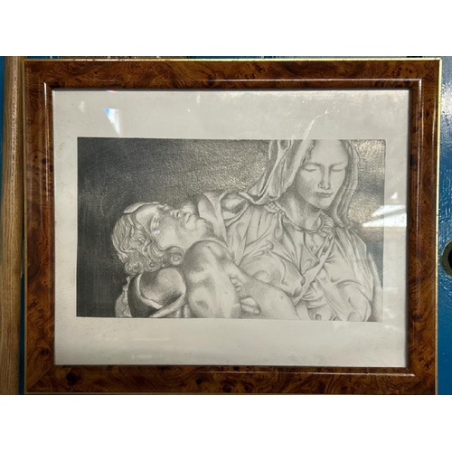 598 - Framed original pencil drawing of Christ, 40x33cm  / All lots are located at Gower Reclamation, Unit... 