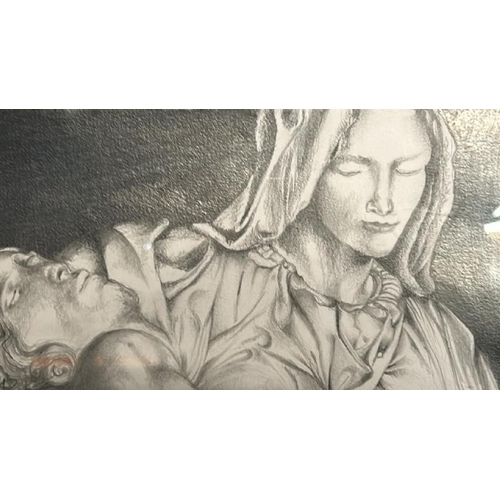 598 - Framed original pencil drawing of Christ, 40x33cm  / All lots are located at Gower Reclamation, Unit... 