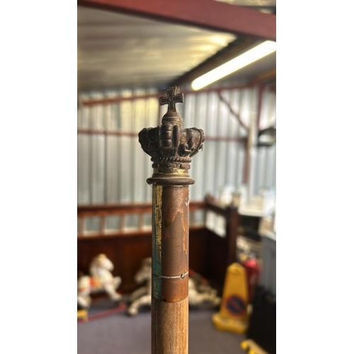 599 - Staff with brass crown jewels top, 165cm long  / All lots are located at Gower Reclamation, Unit 17b... 