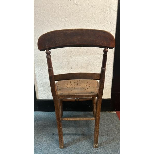 6 - A Victorian oak school chair with riveted seat, 84cm (h) x 41cm (w) x 38cm (d)  / All lots are locat... 