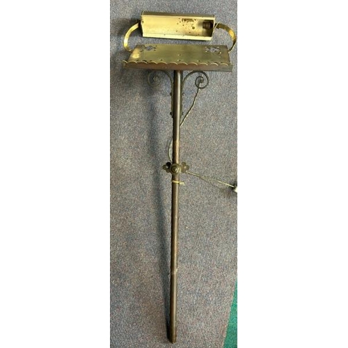 600 - Brass lecturn with light, untested, wall fixings, 43cm (w) x 124cm (h)  / All lots are located at Go... 