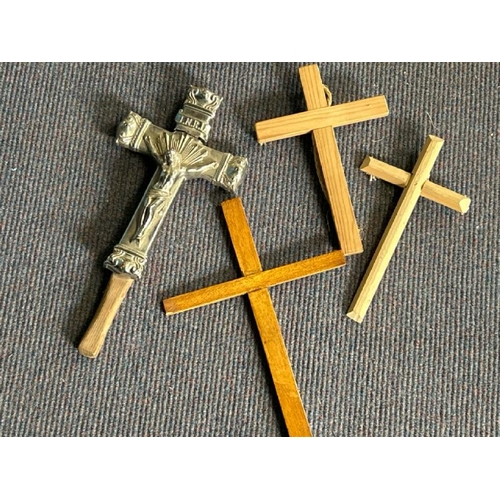 613 - Four crucifixes, one with white metal christ, as found  / All lots are located at Gower Reclamation,... 