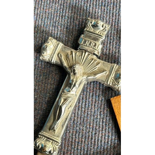 613 - Four crucifixes, one with white metal christ, as found  / All lots are located at Gower Reclamation,... 