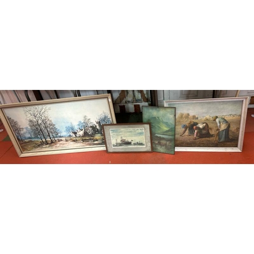 64 - A collection of four various prints, some framed and signed, depicting nautical and countryside scen... 