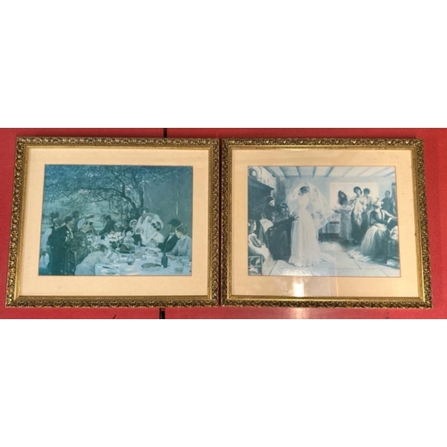 66 - Two framed and glazed prints of a wedding scene, unsigned, each 34cm (h) x 41cm (w)  / All lots are ... 