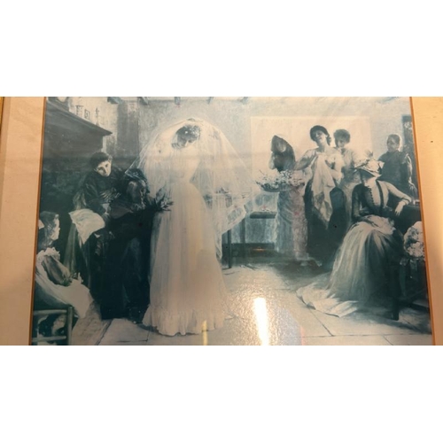 66 - Two framed and glazed prints of a wedding scene, unsigned, each 34cm (h) x 41cm (w)  / All lots are ... 