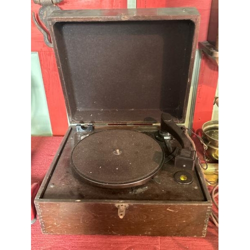 662 - Vintage HMV turntable in wooden case model number 119  / All lots are located at Gower Reclamation, ... 