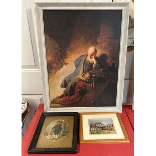 67 - Three framed prints, one of an 1832 Fireman, 66cm (h) x 51cm (w)  / All lots are located at Gower Re... 