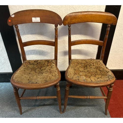 7 - A pair of Victorian dining chairs with floral upholstered seats, 85cm (h) x 40cm (w) x 35cm (d)  / A... 