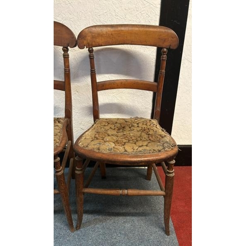 7 - A pair of Victorian dining chairs with floral upholstered seats, 85cm (h) x 40cm (w) x 35cm (d)  / A... 