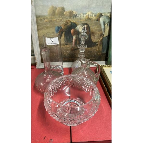 72 - Five assorted cut glass decanters and vases, largest 30cm (h)  / All lots are located at Gower Recla... 