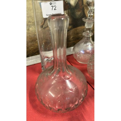 72 - Five assorted cut glass decanters and vases, largest 30cm (h)  / All lots are located at Gower Recla... 