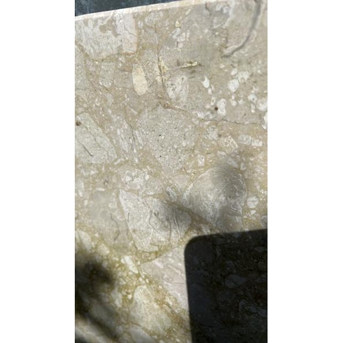 739 - A white marble fireplace base, 123cm (w) x 38cm (d) x 6cm thick  / All lots are located at Gower Rec... 