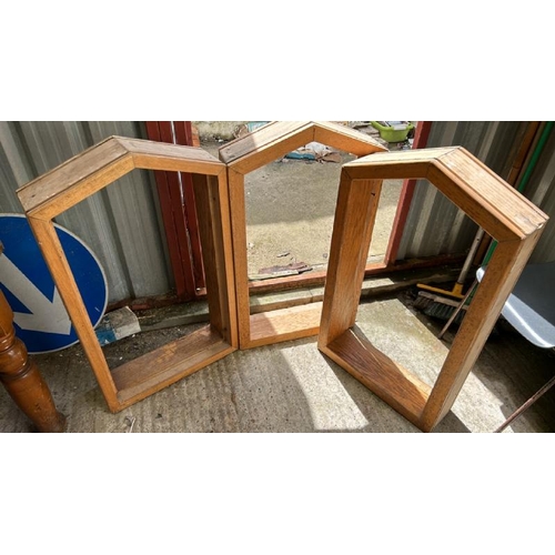 748 - Three oak window frames with matching panes of glass, 92cm (h) x 54cm (w) x 16cm (d)  / All lots are... 