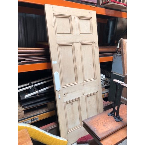 756 - Stripped Edwardian pine door, 212cm (h) x 90.5cm (w) x 5cm (d)  / All lots are located at Gower Recl... 