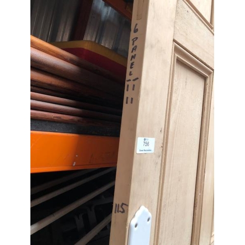 756 - Stripped Edwardian pine door, 212cm (h) x 90.5cm (w) x 5cm (d)  / All lots are located at Gower Recl... 