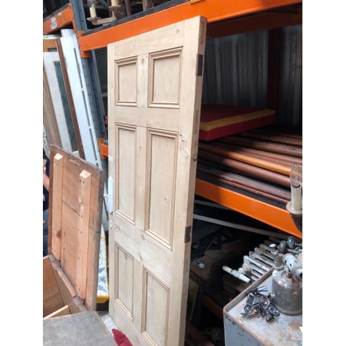 756 - Stripped Edwardian pine door, 212cm (h) x 90.5cm (w) x 5cm (d)  / All lots are located at Gower Recl... 