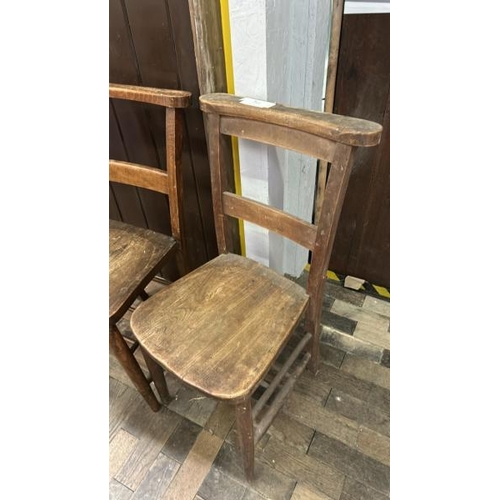 759 - Two oak church chairs, 85cm (h) x 37cm (w) x 40cm (d)  / All lots are located at Gower Reclamation, ... 