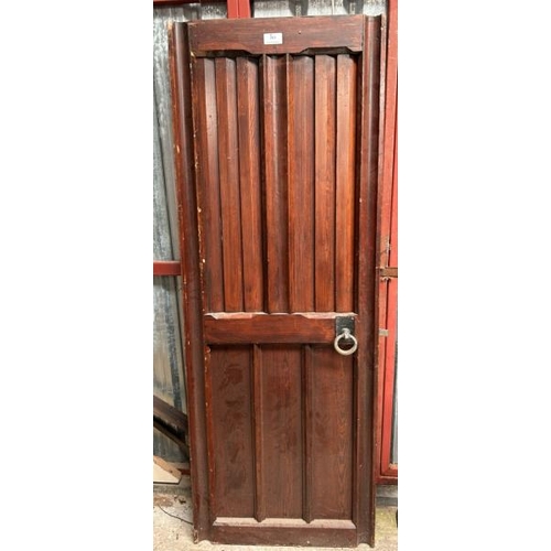 761 - Large church door with cast iron handle, 208cm (h) x 77cm (w) x 7cm (d)  / All lots are located at G... 