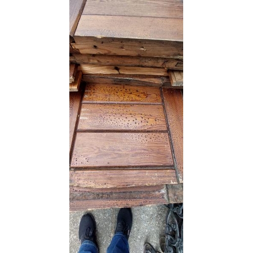 765 - Approx. thirty pitch pine pew backs, approximately 7.5-9ft long  / All lots are located at Gower Rec... 