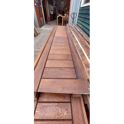 765 - Approx. thirty pitch pine pew backs, approximately 7.5-9ft long  / All lots are located at Gower Rec... 